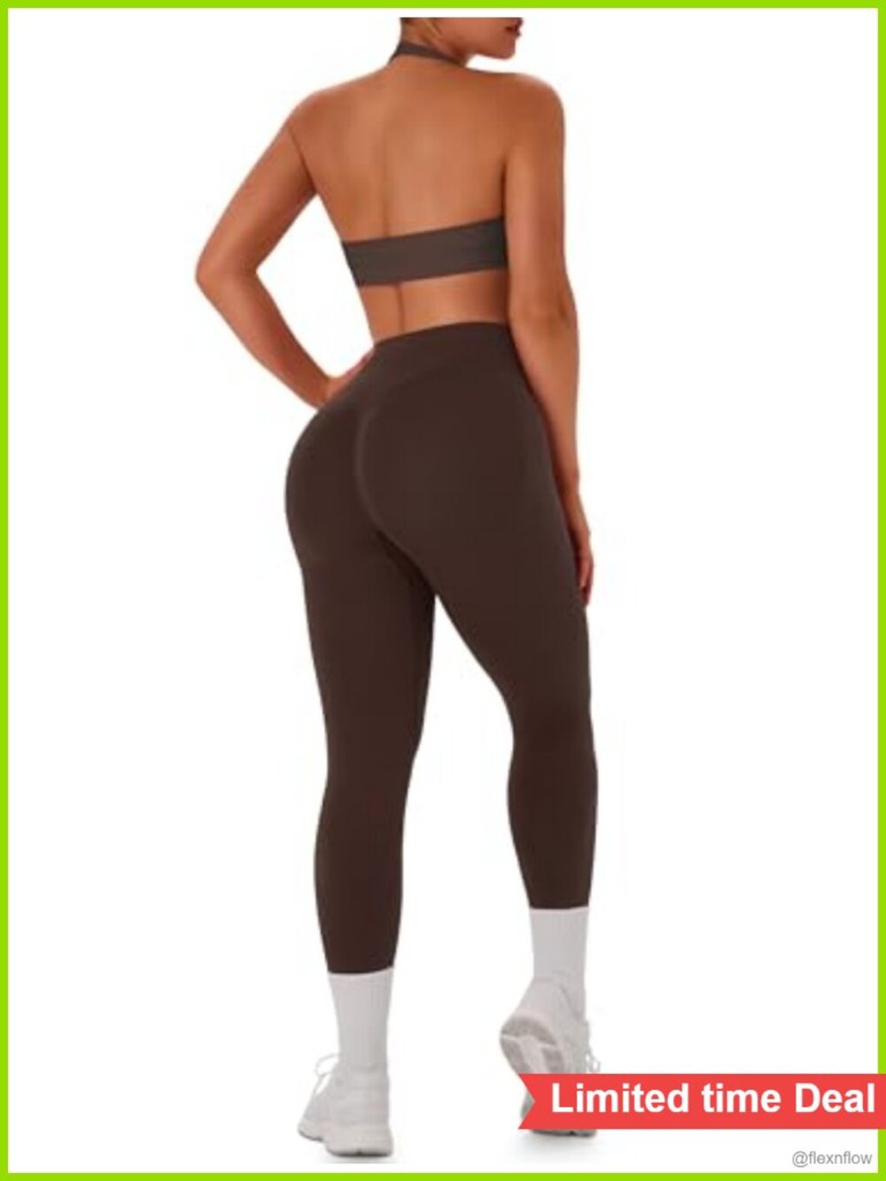 Seamless 2-Piece Workout Set Halter Sports Bra & Scrunch Leggings